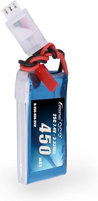 The Gens ace 7.4V 450mAh 2S LiPo Battery Pack 25C/50C with JST Plug for Emax Babyhawk RC Heli 250 Helicopter Small Airplane Micro FPV Racing Drone Quadcopter