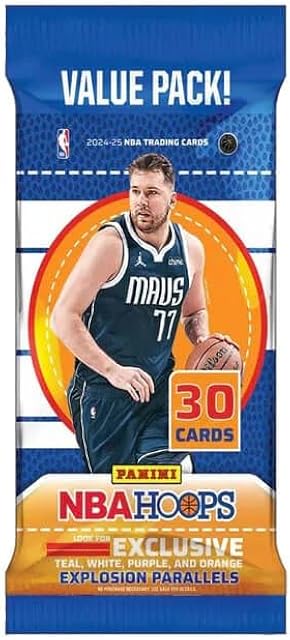 The Panini 2024/25 Hoops Basketball NBA Jumbo Value Fat Pack (Teal Explosion ~ White Explosion ~ Orange Explosion Parallels)