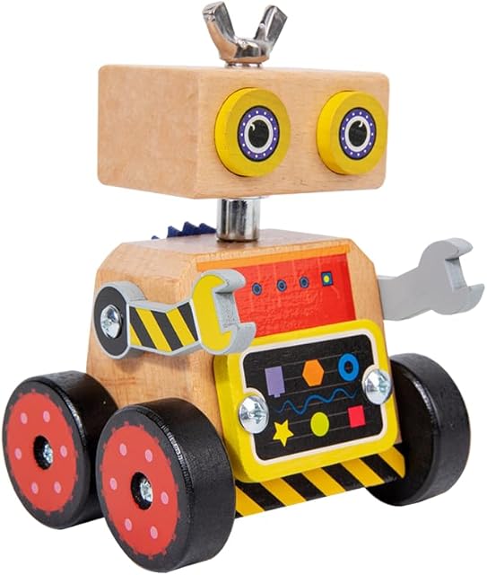 The Practical Life Culture-Science Robot Assembly Twisting On and Off Screws Bolts Screw Driver Nuts and Bolt Preschool Classroom Educational STEM Toy Robot Toy Gift 3 4 5 6 7 Years old