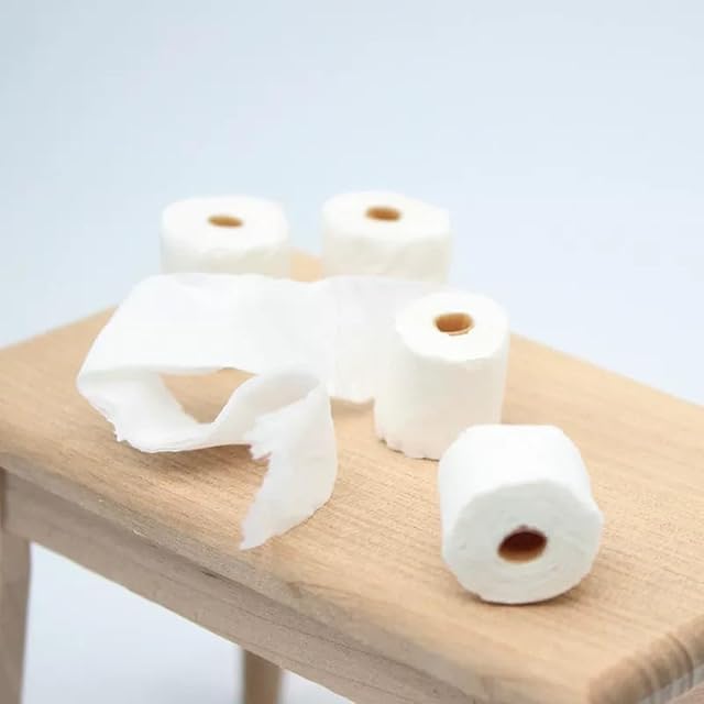 The Miniature Toilet Paper Roll, Dollhouse Toilet Paper, Miniature Tissue Paper, Mini Toilet Paper Rolls for Dollhouse, Kitchen and Bathroom Micro Models, Doll Photography Props (10PCS)