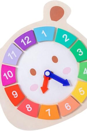 The PRETYZOOM Wooden Bear Shape Learning Clock Toy for Boys and Girls Number Recognition Educational Tool Early Learning Puzzle Montessori Teaching Aid Suitable for Toddlers