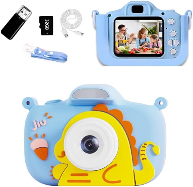 The Kids Camera, 1080P HD Digital Camera for Children, 16X Zoom, 32GB SD Card, 2.4" LCD Screen, Compact Point and Shoot Camera, for 3-12 Year Old Boys and Girls (Blue)