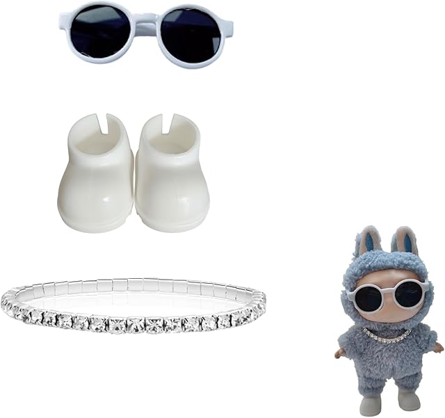 The Trendy Doll Outfit Set for LBB – Stylish Accessories with Eyeglasses, Necklace, and White Shoes – Necklace Accessories for LBB (No Doll)