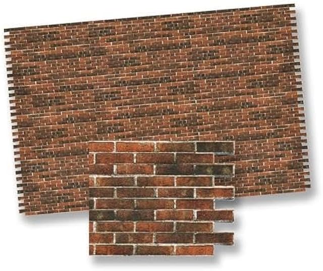 The Melody Jane Dolls Houses Dollhouse Dark Red Brick Wall Miniature Print Embossed Roofing Sheet 1:12