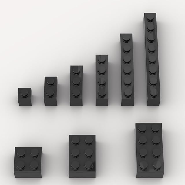 The 100 Piece Black Bricks Bulk Assortment Pack, 9 Size Black Classic Building Blocks Bricks, Compatible with Lego Parts and Pieces(Color: Black)