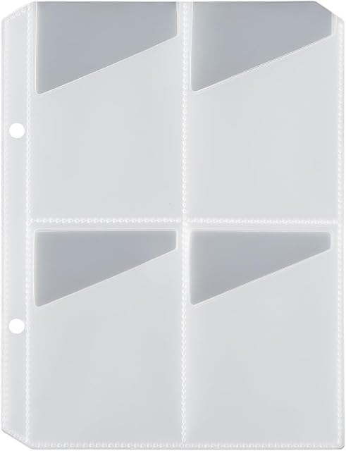The 10 Pack 4 Pocket Sleeve for Yoto Card case, 2 Holes Fit 2 Rings Card Case Card Holder Card Binder, Transparent, Yoto-Inner-10P