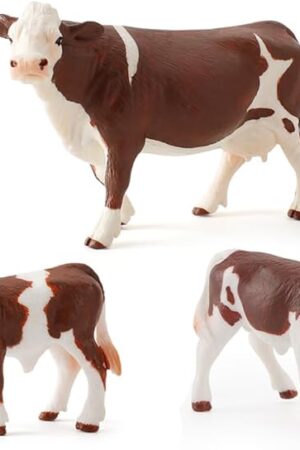 The Realistic Farm Cow Model Figure Toy Set, Cow Figurines Collection Playset with Farm Keepers, Farm Meadows Pasture Cow Statues Preschool Science Educational Learn Cognitive Toys