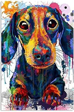 The Puzzles Props Dachshund Dog Watercolor Abstract Lover Wiener Mom Dad Sausage Jigsaw for Adults and Families Wooden Kids Gift School Interactive 300 Piece Mother's Day