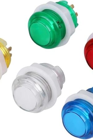 The QANYEGN 5Pc LED Illuminated Push Button, 5V Plastic Latching Push Button Switch Controller, Game Parts for Game Hall
