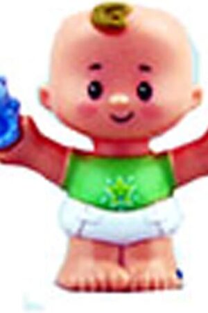 The Replacement Part for Fisher-Price Little People Cuddle 'n Play Nursery Playset - GKP70 ~ Baby Boy Figure ~ Blonde Hair ~ Green Shirt with Star