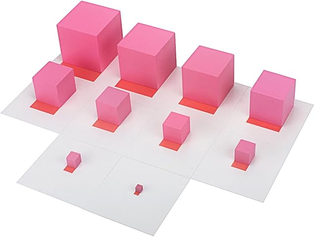 The Montessori Materials Pink Tower with 10Pcs Stand Cards 0.7-7CM Early Childhood Education Preschool Kids Toys Brinquedos Juguetes