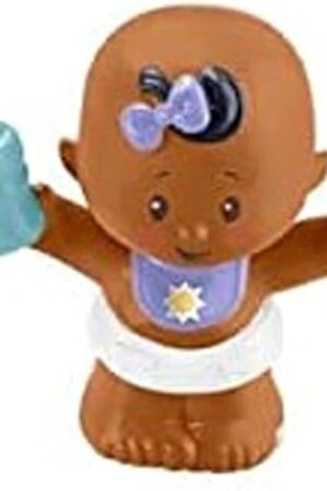 The Replacement Parts for Little People 1-2-3 Babies Playdate African-American Playset - GVH47 ~ Replacement Baby ~ Brown Hair ~ Purple Bow and Bib ~ Blue Bottle
