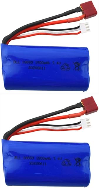The sea jump 2PCS 7.4V 1500mah High Rate Lithium Battery for WLtoys 12403 12401 12402 12404 12428 12423 12402-A 12428-B 12428-C HM123 Remote Control Car Spare Battery Parts