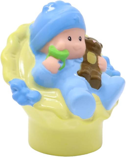 The Replacement Part for Collectible Fisher-Price Little People Happy Sounds Home Dollhouse Playset P3329 - Replacement Baby Boy Figure in a Carseat
