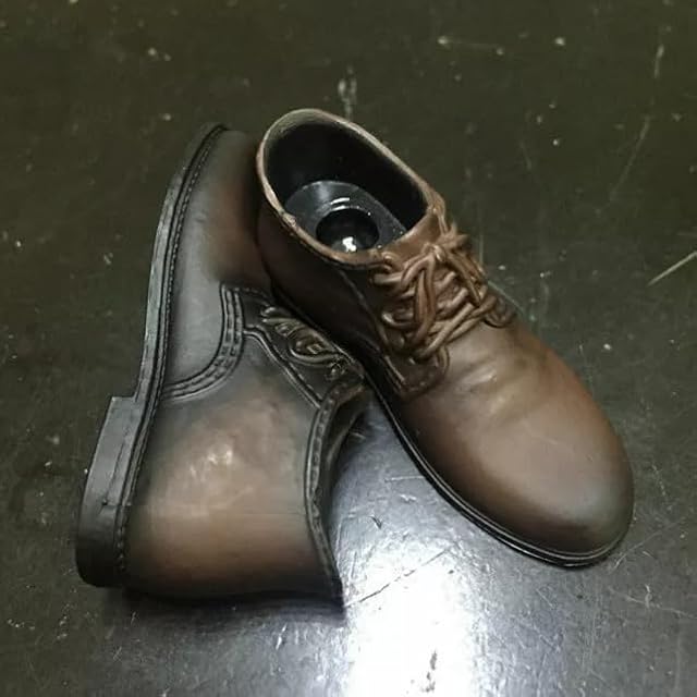 The 1/6 Scale Male Figrue Shoes Leather Shoes Model for 12-inches Action Figure Body Doll, Male 1/6 Action Figure Bjd Doll Man Martin Boots Shoes Match Accessory (Brown, High-top Leather Shoes)