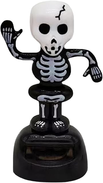 The Solar Dancing Skeleton Pumpkin Shaking Head Doll, Spooky Bobblehead Toy for Halloween Car Dashboard Decoration, Solar Powered Dancing Figure for Party Ambiance (A-Skeleton)