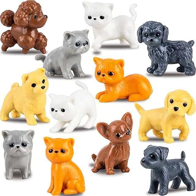 The Tiny Dog and Cat Figurines for Kids - Small Animals Toys in Bulk - Little Pet Toys - Tiny Plastic Toys for Kids Classroom Prizes - 25 Pcs - Easter Gifts for Kids
