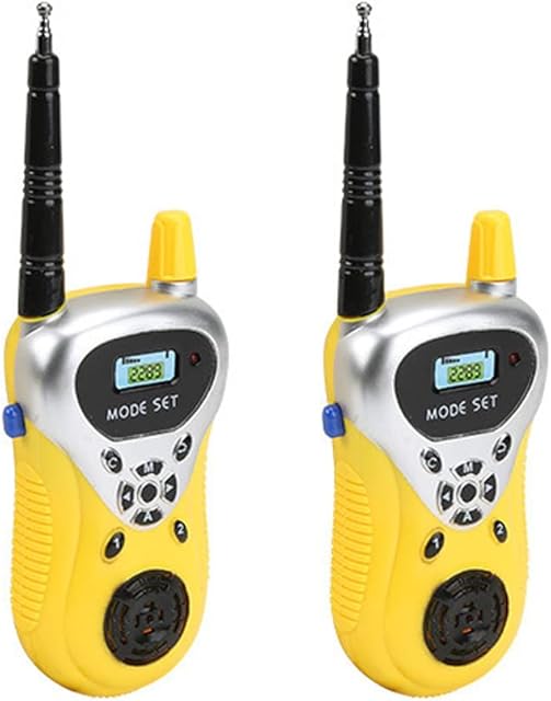 The RUNAAJA 2PCS Portable Children Kids Walkie Talkies Electronic Long Range Walky Talky Toy Gift Children's Walkie-Talkies for Boys and Girls to Outside Adventure Gear to Camping Hiking Games (Yellow)