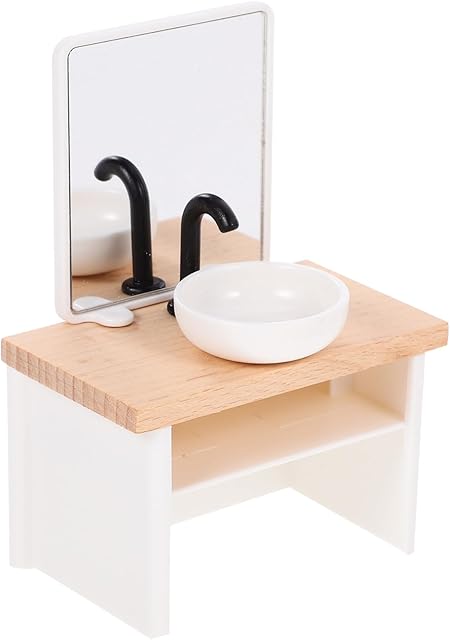 The Vaguelly Miniature Bathroom Washing Sink Wash Basin for Doll House Decoration Scale Mini Furniture Prop for Bathroom Scene Realistic Design Material