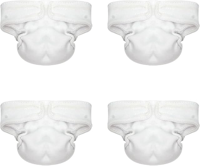 The 4 Pieces Baby Doll Diapers Doll for 5-7 Inch Dolls New Born Baby Reusable Doll Diapers Doll Accessories(White)