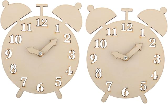 The 2sets Educational Wooden Toy Clock Montessori Learning Clock Kit Boys and Girls Math for Early Learning Toy for Toddlers of Wooden Alarm Accessories