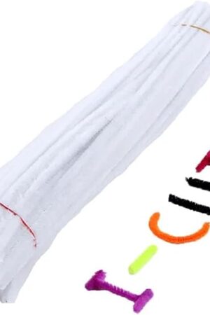 The Pipe Cleaners for Craft 100pcs Chenille Stems Pipe Cleaners Kids Plush Stick Children's Educational Toys Handmade Art Materials Toys DIY Craft Supplies Chenille Stems(White)
