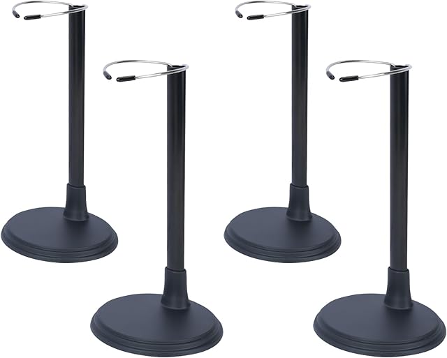 The 4pcs Doll Stands Display Holder, Adjustable Doll Stands Portable Support Racks, Action Figure Stand Bracket Organizers Dolls Accessories for 12inches - 18inches Doll (Black)