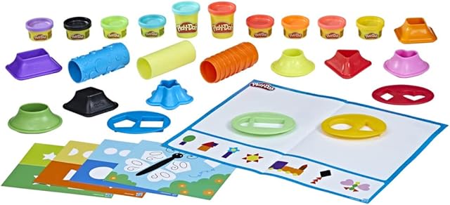 The Play-Doh Shapes and Colors Set, 5 Activity Playmats, 15 Tools & 10 Cans of Assort. Colors, Back to School Classroom Supplies, Preschool Toys, Ages 2+ (Amazon Exclusive)