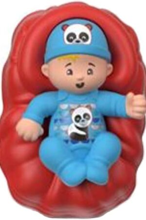 The Replacement Part for Fisher-Price Little People Big Helpers Family - FRM72 ~ Replacement Baby Figure in Blue Panda Outfit and Red Basket
