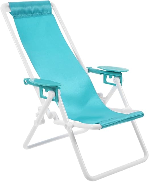 The Sewroro Miniature Folding Beach Chair, Dollhouse Furniture Accessories, Plastic Lounge Chair Prop, Simulated Beach Chair Model, 6.57 x 4.76 x 4.52 Inches