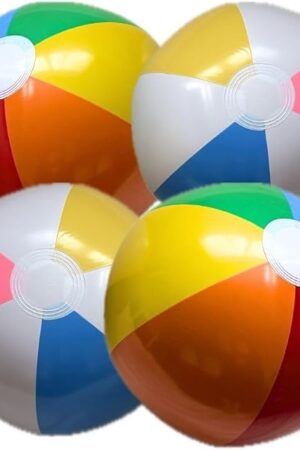 The rightlee 4 Pack Inflatable Beach Balls for Kids & Adults, Pool Toys for Summer Party, Water Games, Decorations (11'' Color Mix / 8''+16'' USA Flag Set)