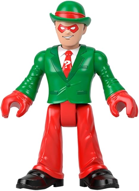 The Fisher-Price Replacement Part Imaginext Playset Inspired by DC Superfriends Holiday Theme - HML59 ~ Replacement Poseable The Riddler Figure ~ Dressed in Red and Green