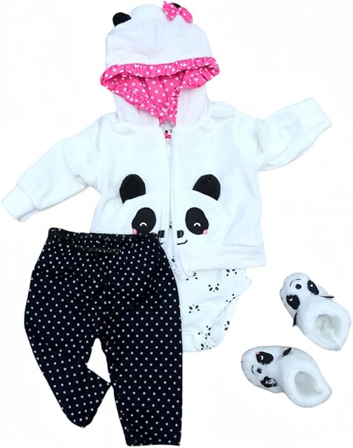 The Reborn Baby Dolls Clothes 20 inch Outfit Accessories for 17-22 Inch Newborn Baby Doll Girl?Panda 4pcs Set 】
