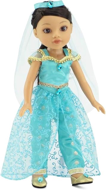 The Emily Rose 14 Inch Doll 4-Piece Jeweled Princess Costume Gift Set | Includes Shoes! | Doll NOT Included | USA Business