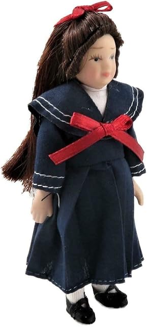 The Melody Jane Dolls Houses Little Girl in Sailor Dress 1:12 Scale Miniature Porcelain People