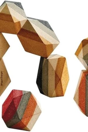 The PlanToys Geo Stacking Rocks, Building Blocks for Children Ages 3 Years & Older, Develops Fine Motor Skills, Hand-Eye Coordination, & More