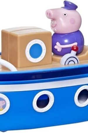 The Peppa Pig Peppa’s Adventures Grandpa Pig’s Cabin Boat Vehicle Preschool Toy: 1 Figure, Removable Deck, Rolling Wheels, for Ages 3 and Up