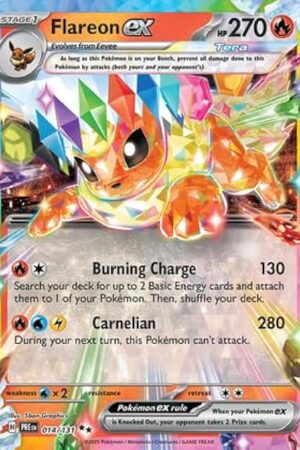The Pokemon - Flareon ex 014/131 – Prismatic Evolutions – Double Rare – Foil Single Card