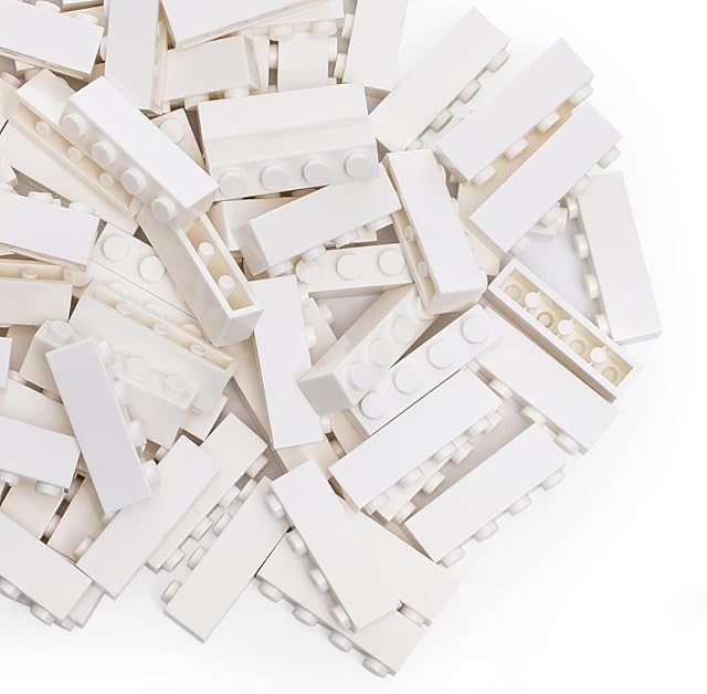 The Classic Building Bricks Set, 100 Piece 1x4 Basic Building Blocks STEM Creative Building Toys Compatible with All Major Brands(White)