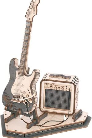 The ROKR Wooden 3D Puzzles for Adults Guitar, Musical Instrument Model Kit 3D Puzzles for Teens and Kids to Build, Desk Decor/DIY Hobbies/Gifts for Family and Friends (Electric Guitar)
