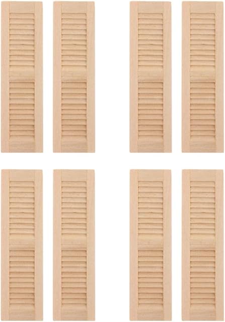 The DYNWAVE Handmade 1/12 Dollhouse Furniture Wood Shutters Window, Pack of 4 Pairs, Miniatures Accessories Hands-