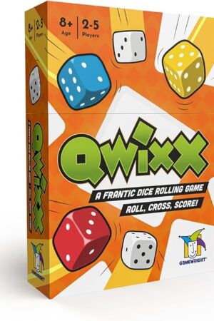 The Qwixx: The frantic dice rolling game that everyone plays at once! For ages 8+