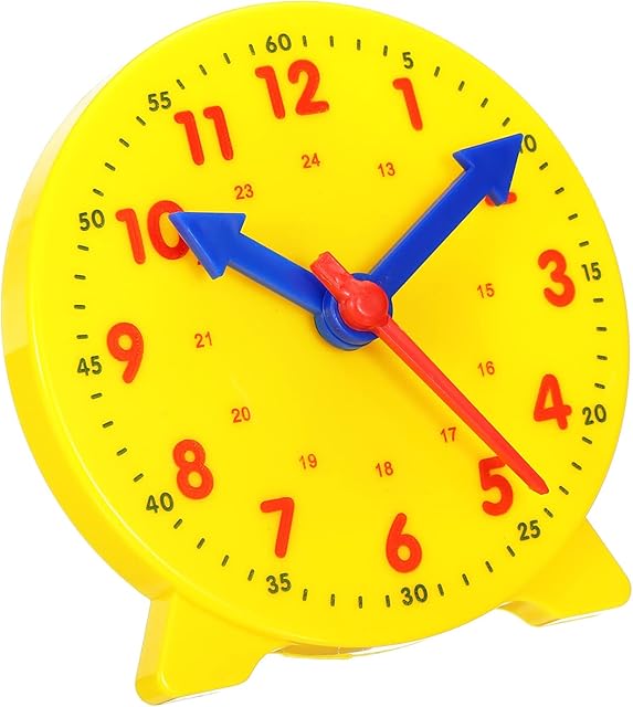 The PATIKIL 4 inch Teaching Clock, Learn Clock Learning Tell Time Analog Clock Demonstration Clock 24 Hour 3 Pointers Geared Movement for Classroom Teacher, Yellow