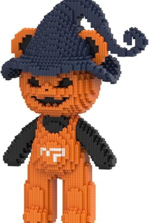 The PIANTION Animal Halloween Pumpkin Bear Micro Building Blocks Set(3500PCS XQ045) 12.6in High Series,Gifts Suitable for Adults