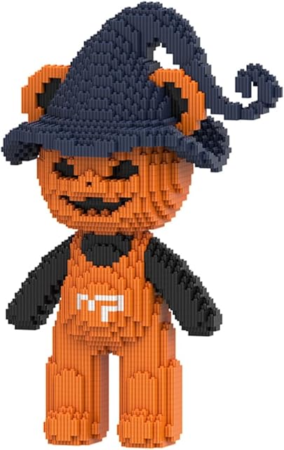 The PIANTION Animal Halloween Pumpkin Bear Micro Building Blocks Set(3500PCS XQ045) 12.6in High Series,Gifts Suitable for Adults