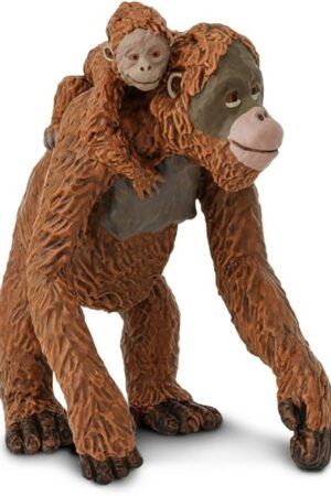 The Safari Ltd. Orangutan with Baby Figurine - Lifelike 2.5" Hand-Painted Wildlife Figure - Educational Toy for Boys, Girls & Kids Ages 3+