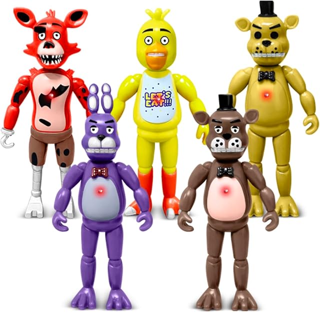 The LASAMA Action Figures Set, 5 Pcs Game Figures Toys with Light, Movable Toys Dolls with Light, Collectible Gifts and Cake Toppers