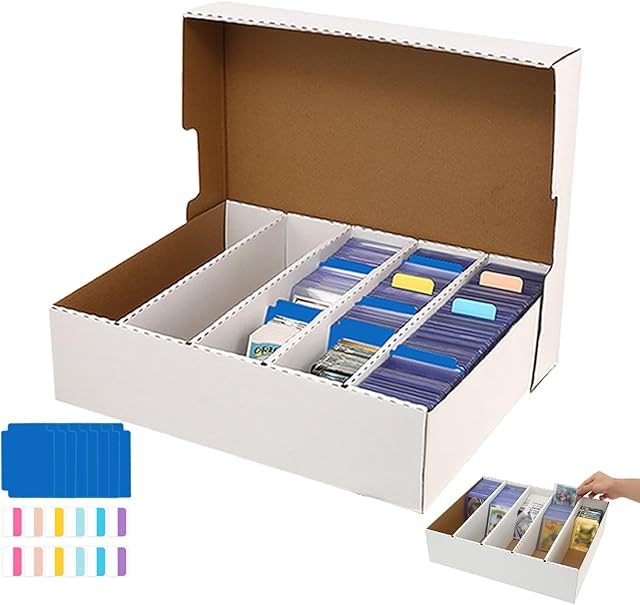 The Collector Card Storage Box 3900 Count, Trading Cards Sorting Tray Box White Sports Card Boxes for Soccer Basketball Cards