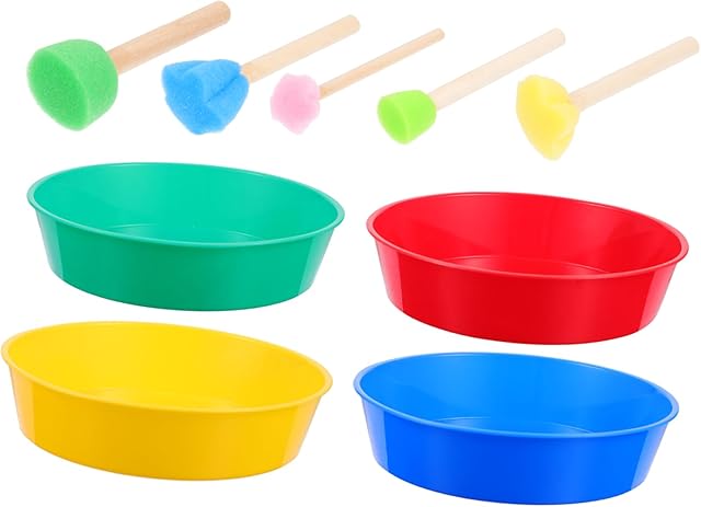 The Boy Girl DIY Painting Kit Color Bowls Non-Toxic Sponge Brushes for Art Crafts Ergonomic Lightweight Tools for Young Artists Home School Daycare Activities