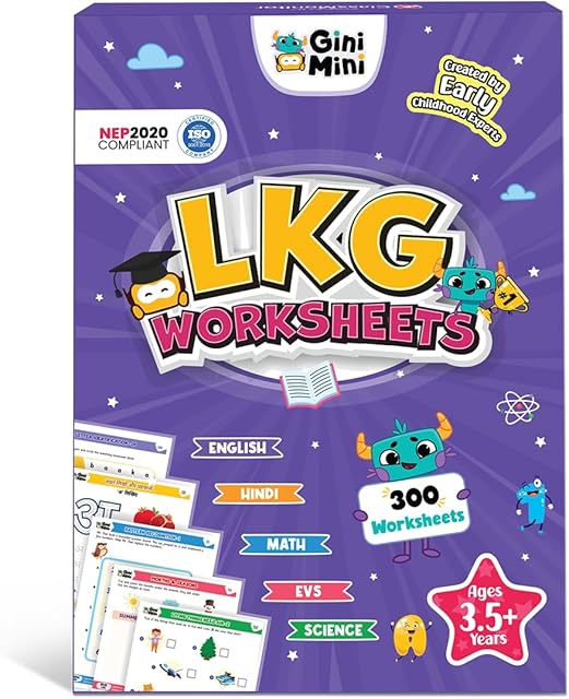 The 300 LKG Worksheets for Ages 3.5+ | English, Math, EVS, Science & Hindi, Index Sheets & Stickers | Fun Multicolor Educational Workbook for Reading, Writing & Life Skills